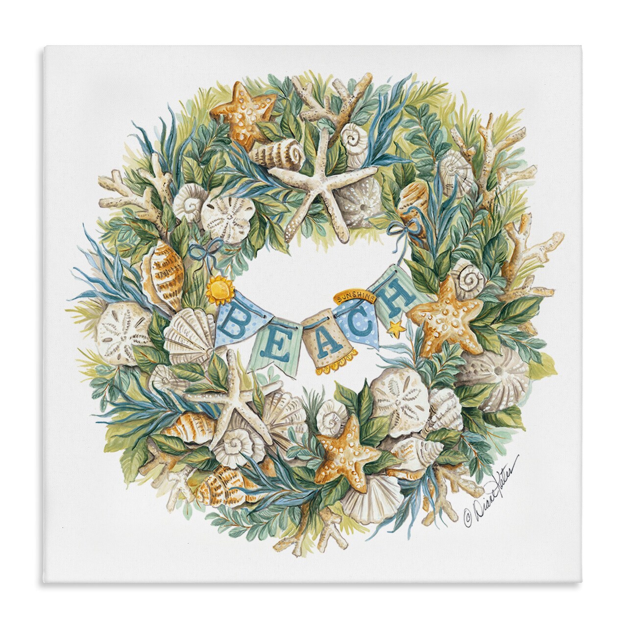 Stupell Industries Holiday Beach Seashell Wreath Canvas Wall Art